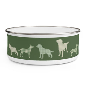 Dogs Enamel Bowl in Green