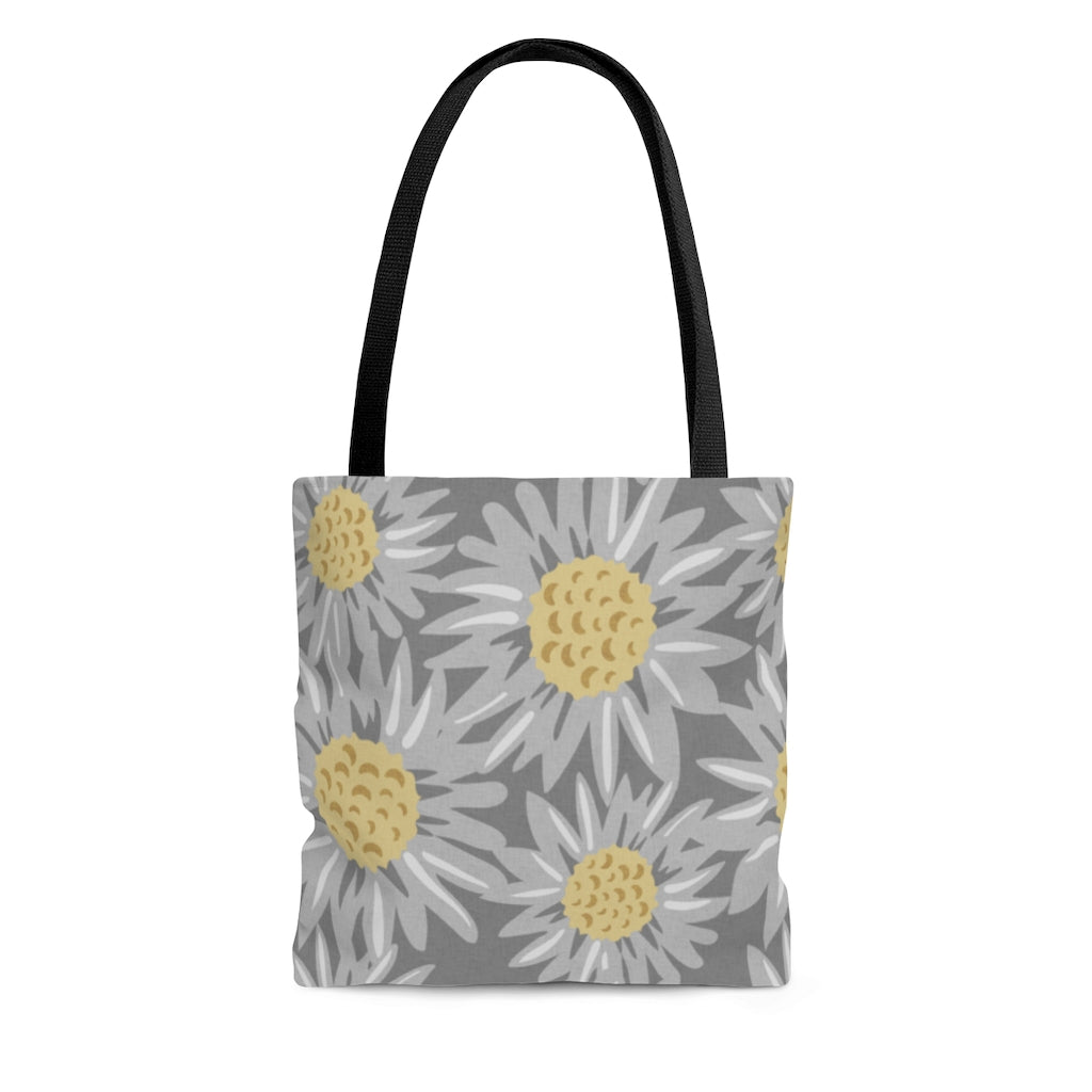 Floral Sunflower Tote Bag in Gray