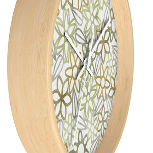 Floral Lace With Leaves Wall Clock in Green