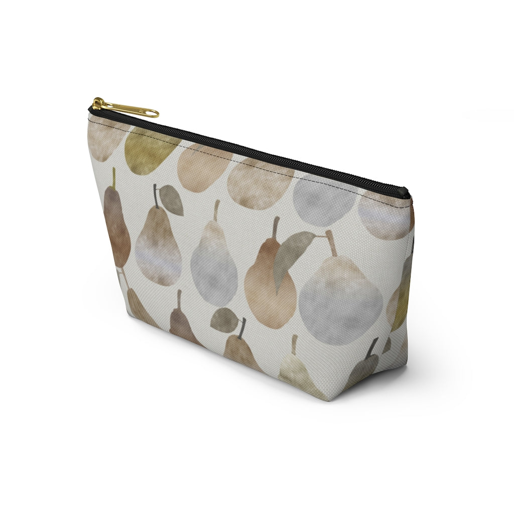 Watercolor Pears Accessory Pouch w T-bottom in Brown