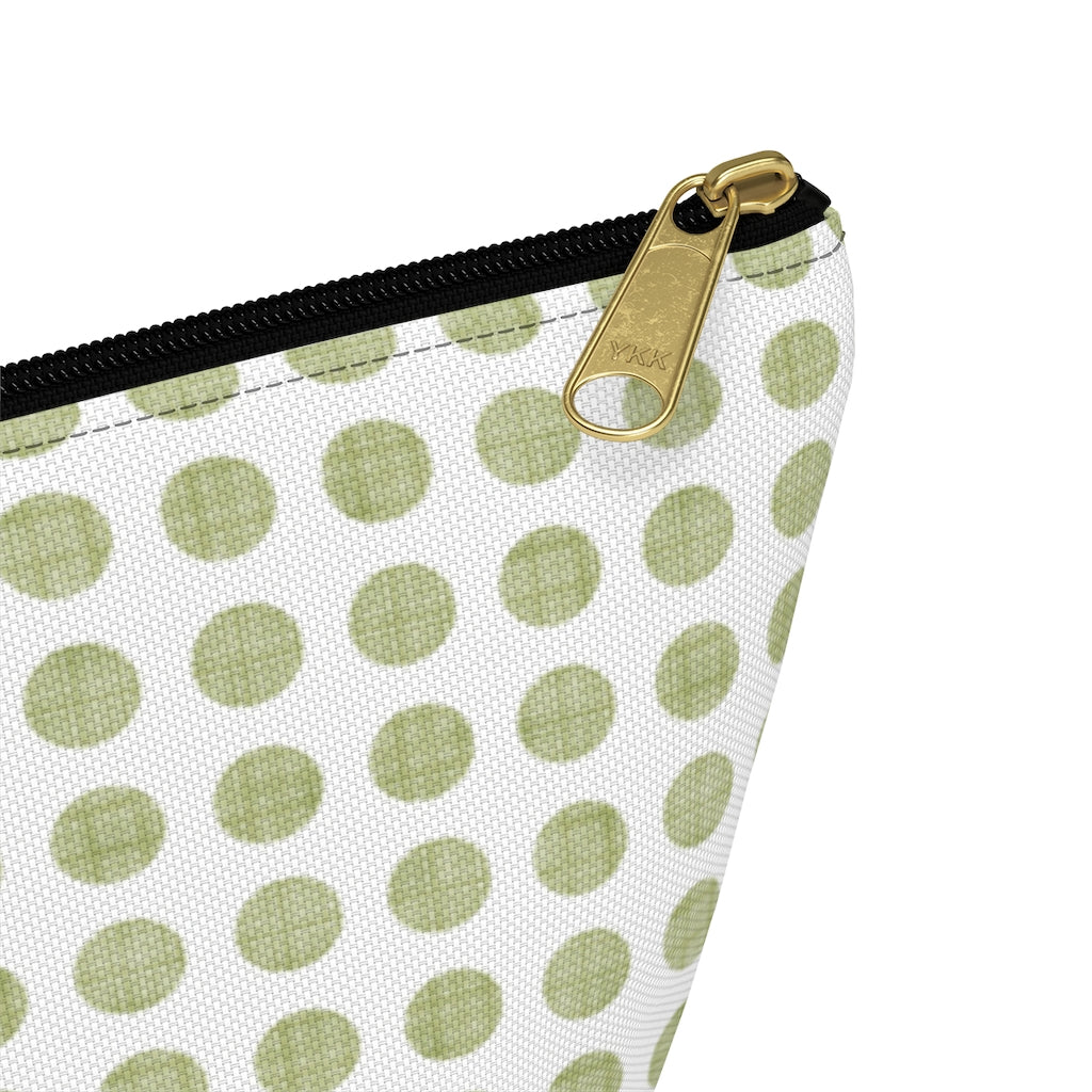 Textured Polka Dots Accessory Pouch w T-bottom in Green