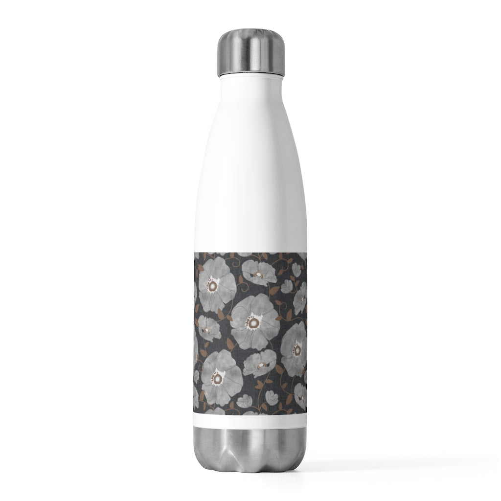 Floral Poppies 20oz Insulated Bottle in Gray