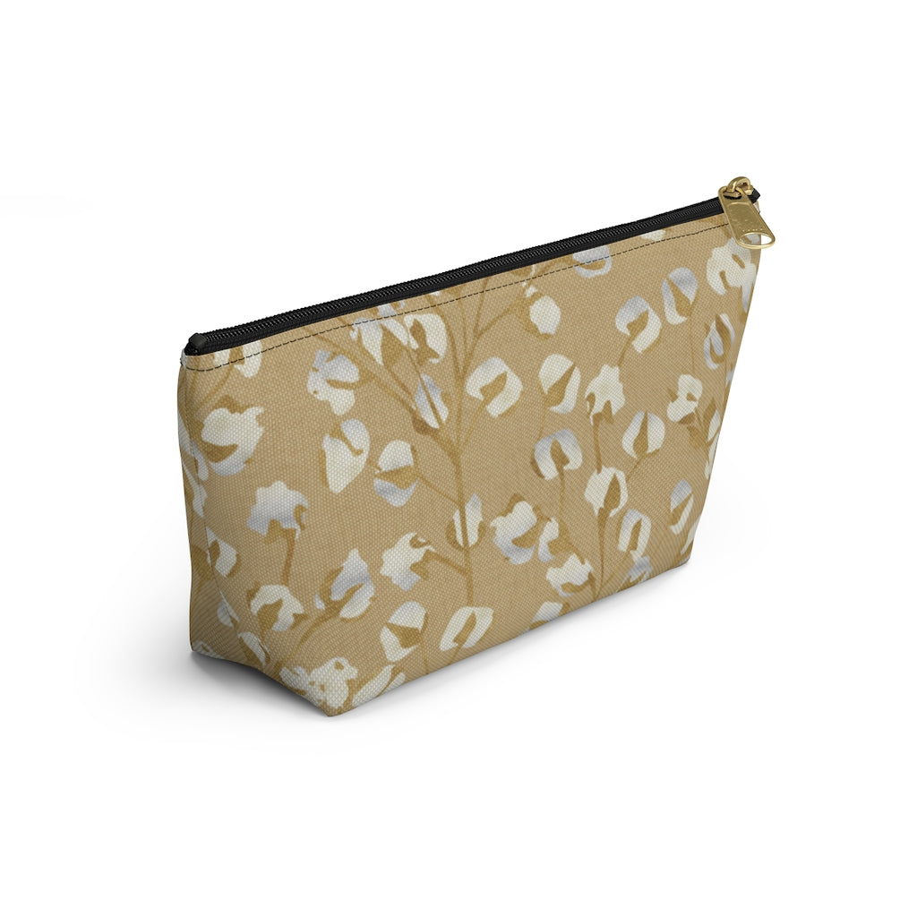 Cotton Branch Accessory Pouch w T-bottom in Gold