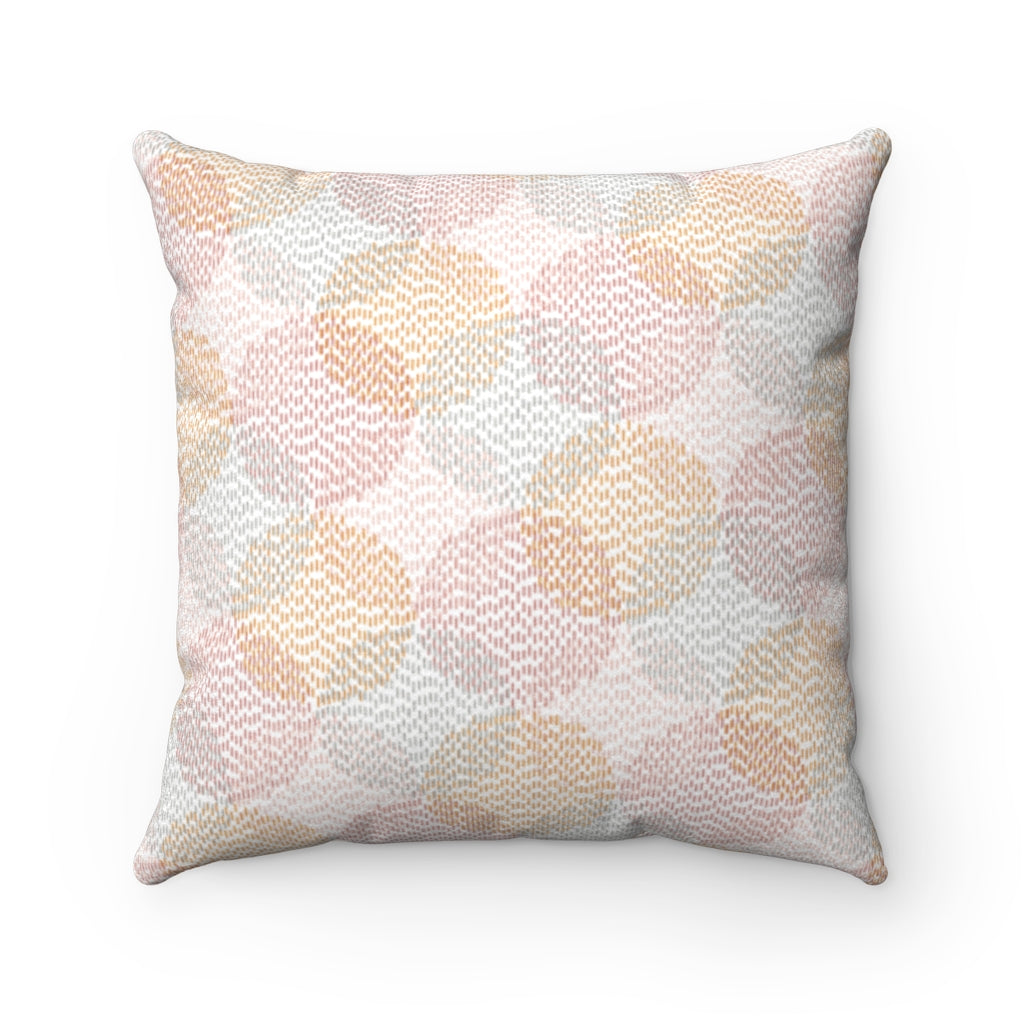 Stitch Circle Overlay Square Throw Pillow in Pink