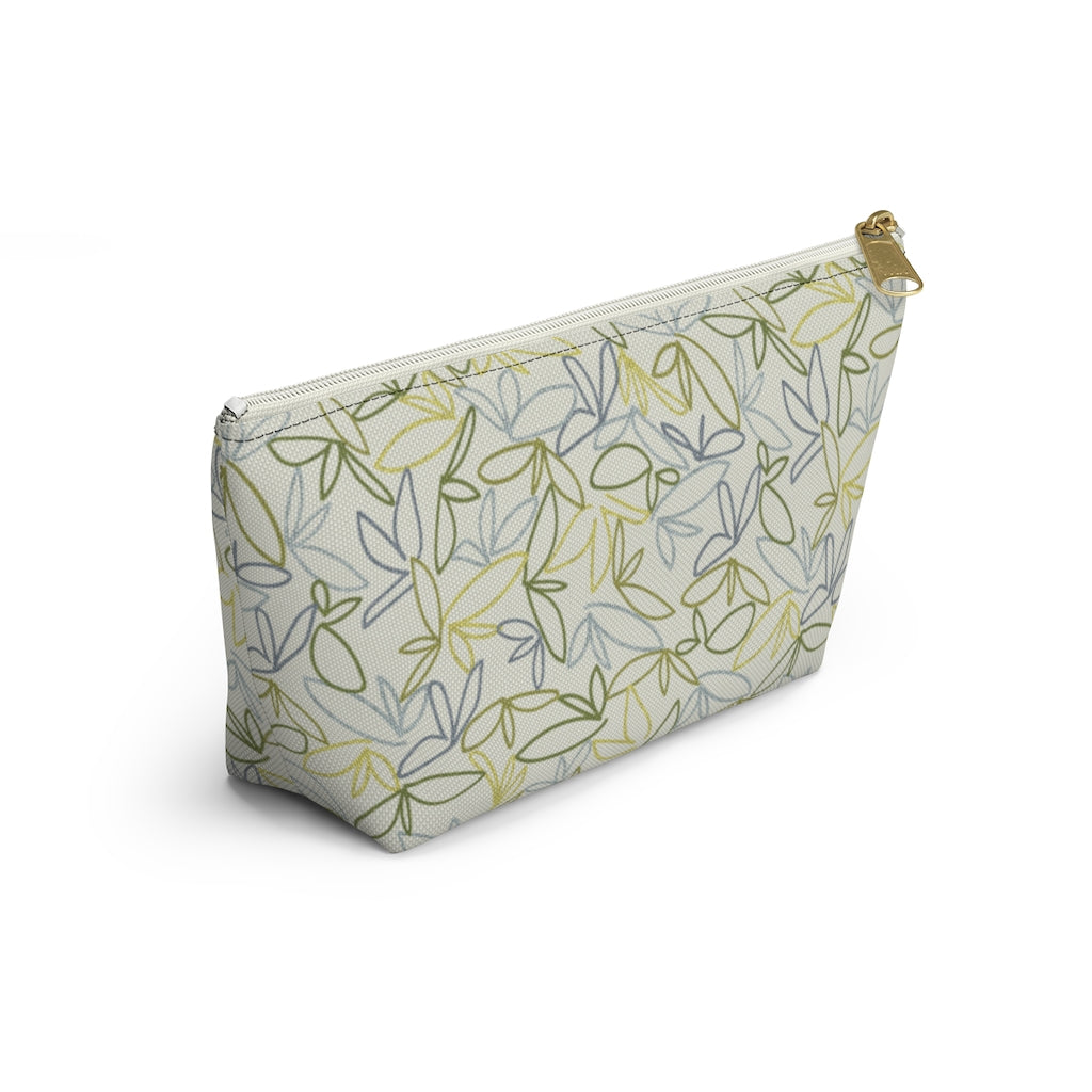Sketch Leaf Accessory Pouch w T-bottom in Green