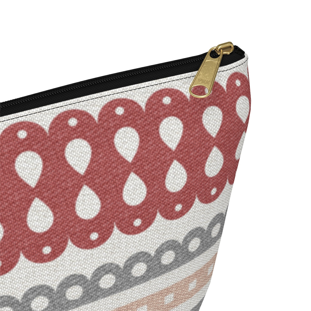 Ribbon Candy Accessory Pouch w T-bottom in Red
