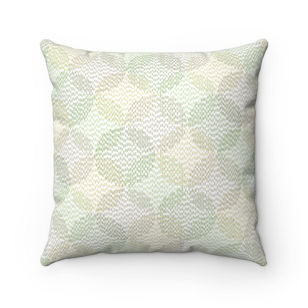 Stitch Circle Overlay Square Throw Pillow in Green