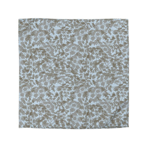 Floral Plaid Microfiber Duvet Cover in Aqua