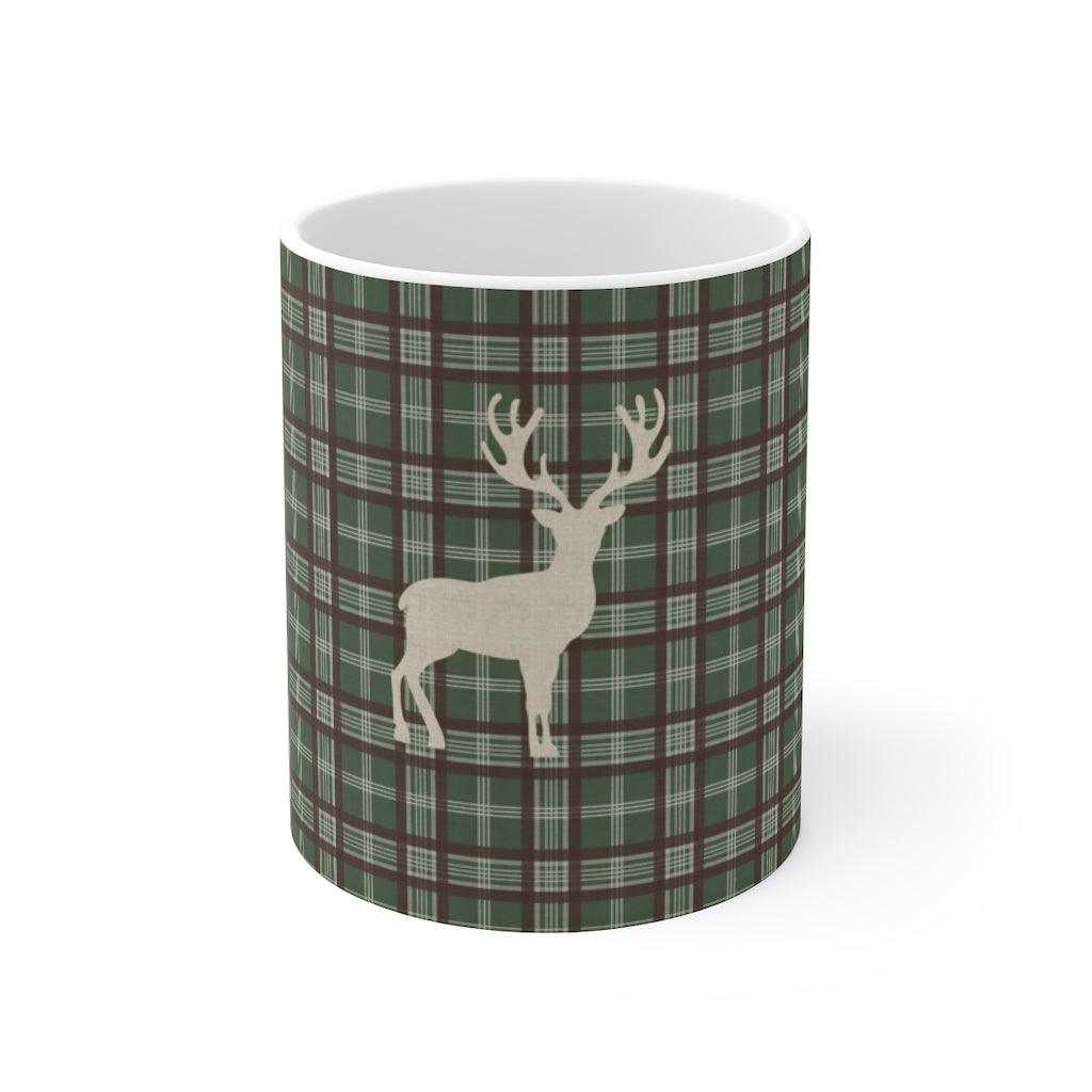 Plaid Deer Mug in Green