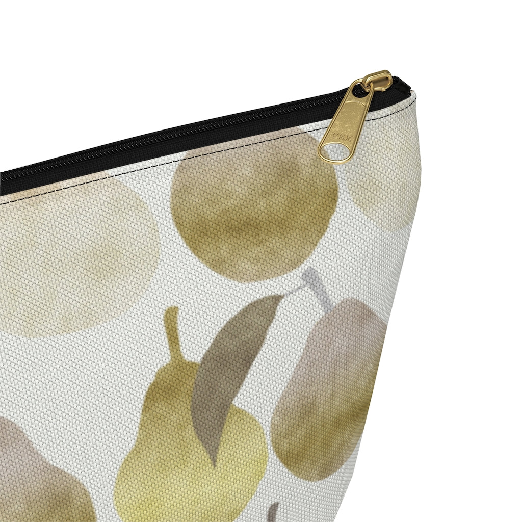 Watercolor Pears Accessory Pouch w T-bottom in Gold