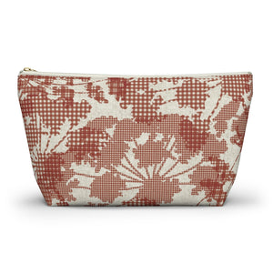 Floral Plaid Accessory Pouch w T-bottom in Red