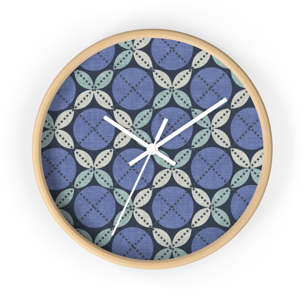 Leaf Ensconced Circle Wall Clock in Blue