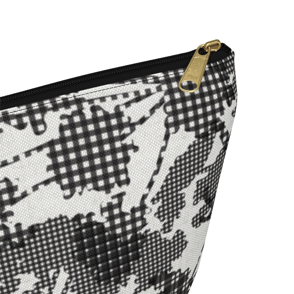 Floral Plaid Accessory Pouch w T-bottom in Black