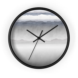 Watercolor Mountains Wall Clock in Gray
