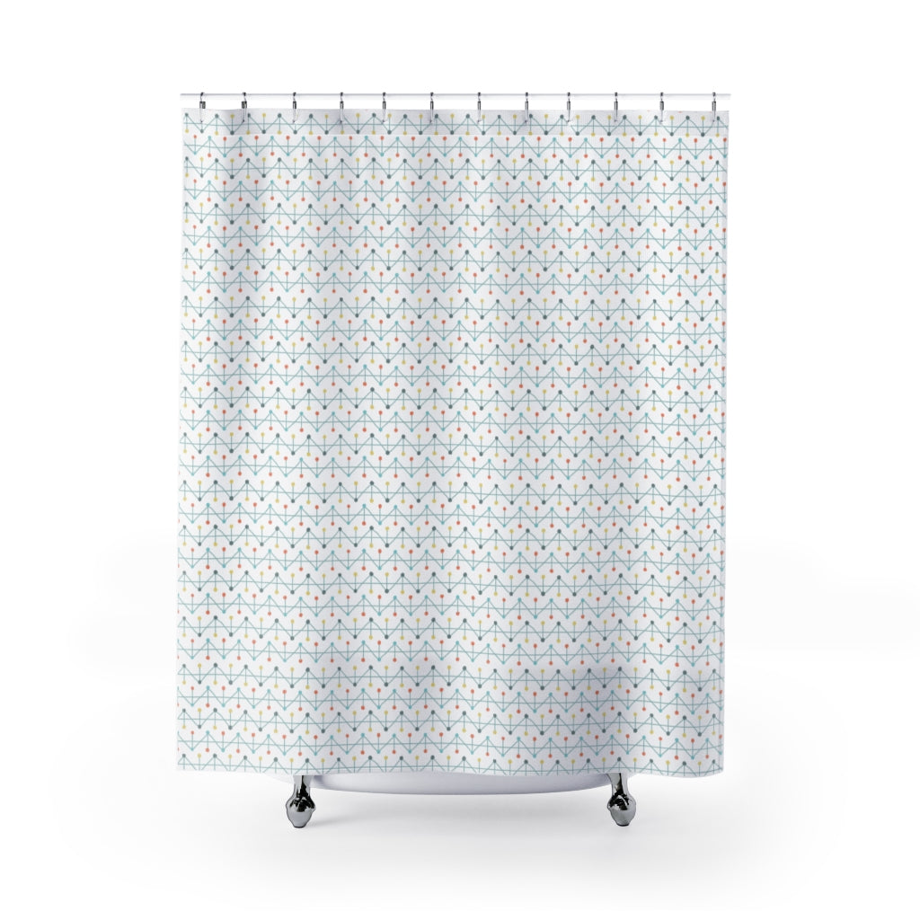 Polka Dot Chevron Shower Curtain in Aqua