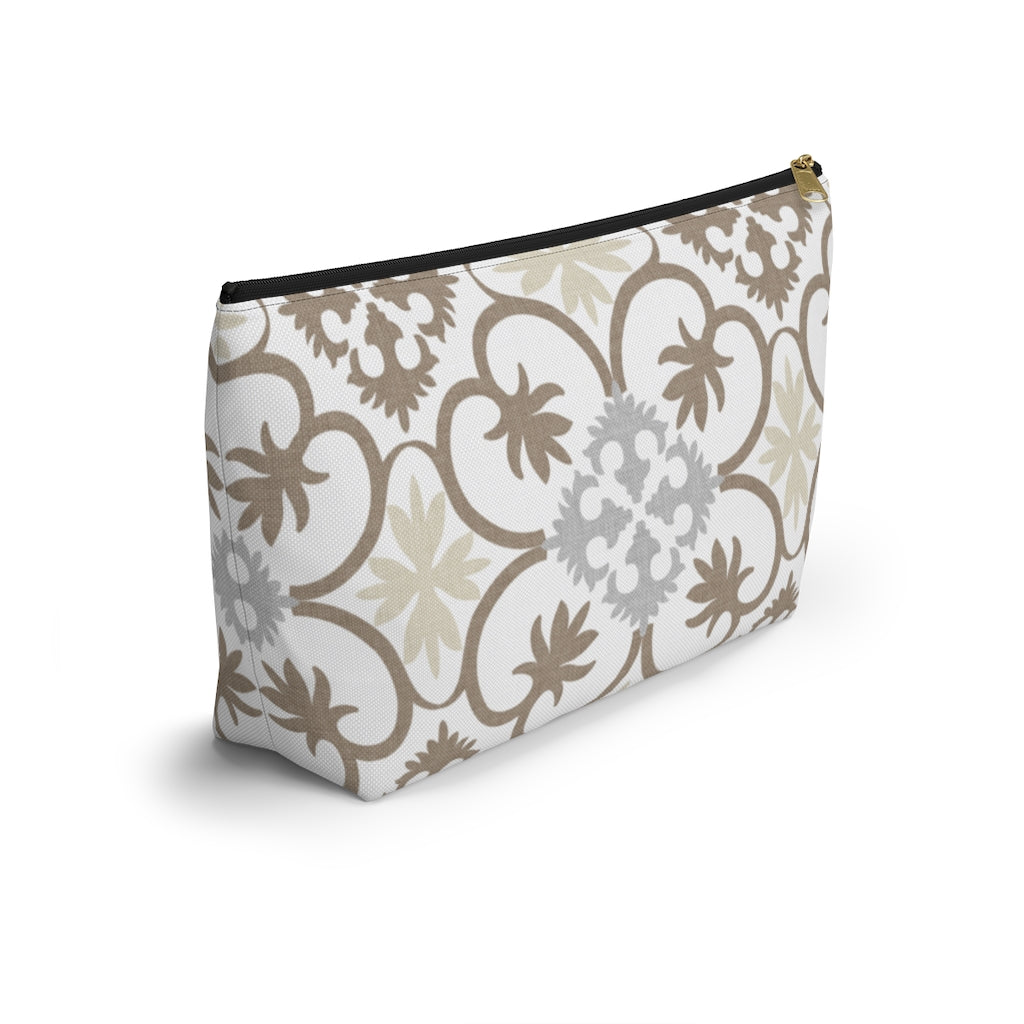 Portugal Tile Accessory Pouch w T-bottom in Brown