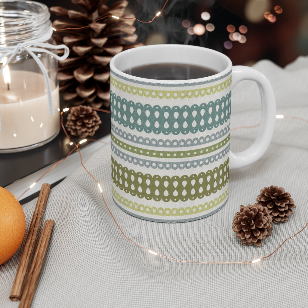 Ribbon Candy Mug in Aqua