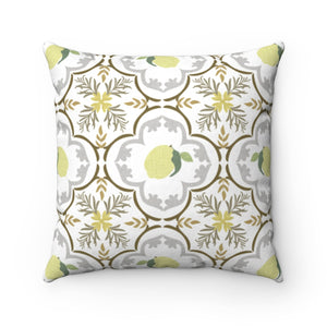 Freshly Squeezed Square Throw Pillow in Gold