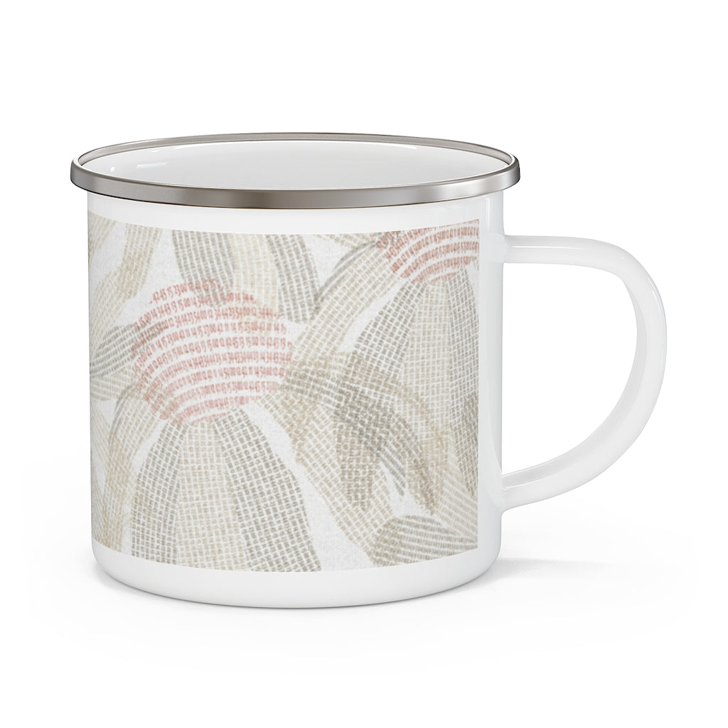 Daisy Chain Code Enamel Mug in Brown