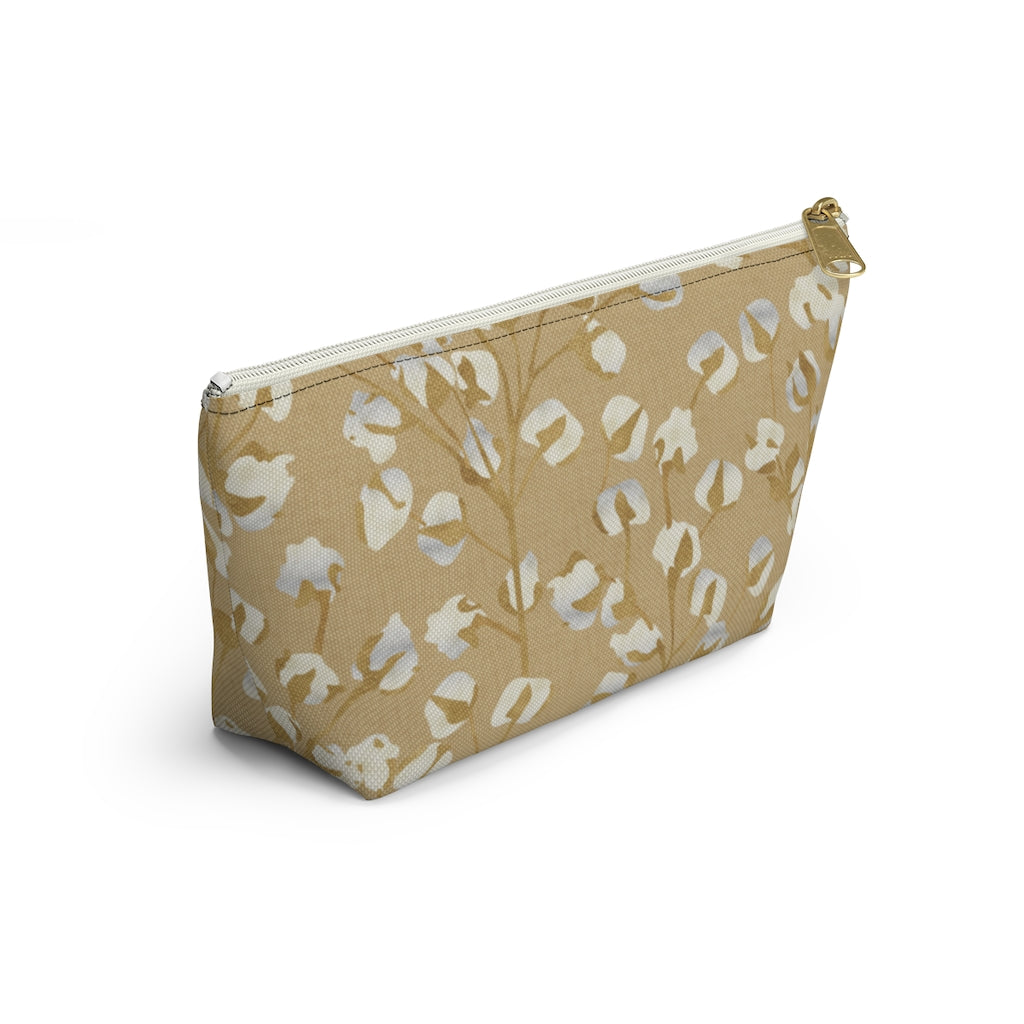 Cotton Branch Accessory Pouch w T-bottom in Gold