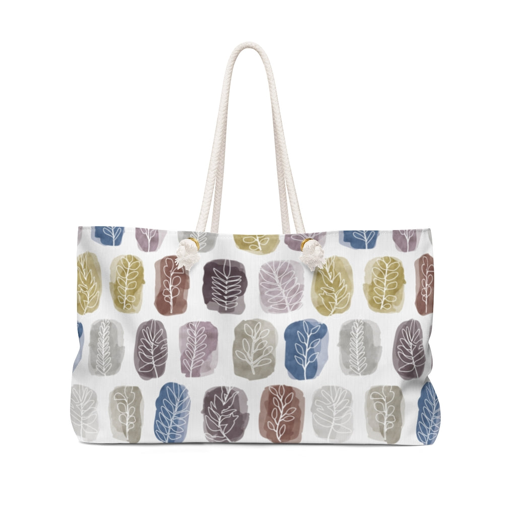 Watercolor Leaf Stamp Weekender Bag in Purple