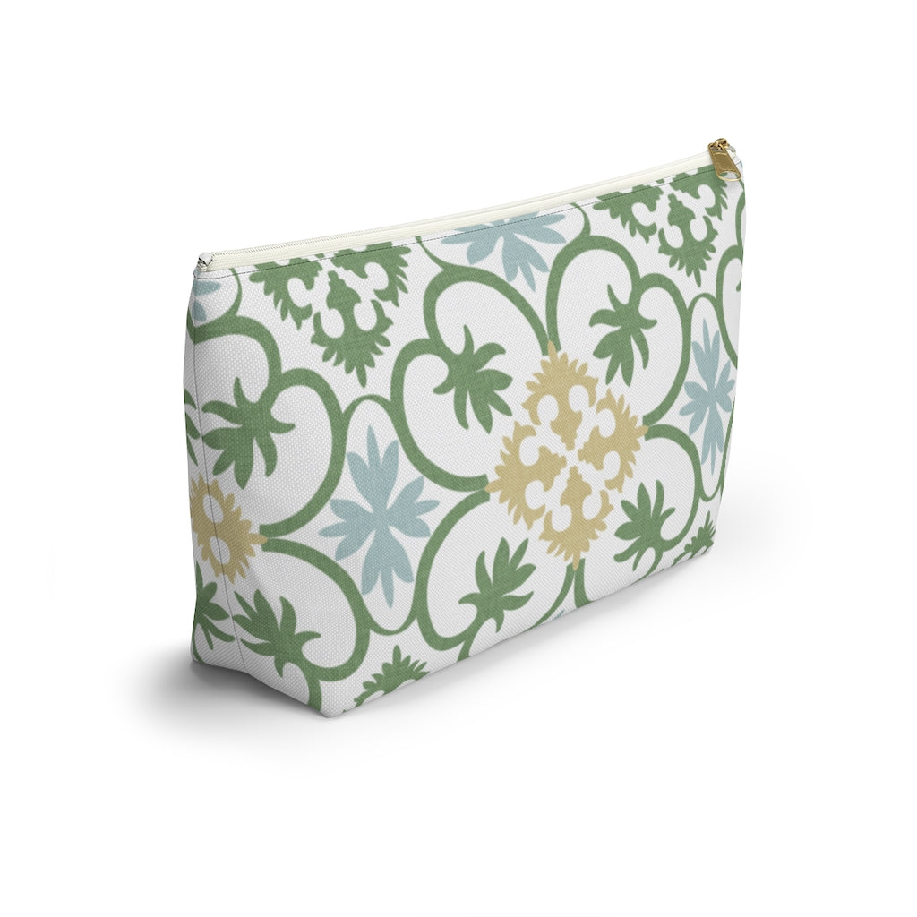 Portugal Tile Accessory Pouch w T-bottom in Green