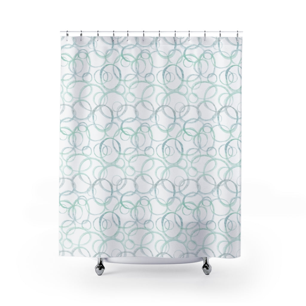 Watercolor Rings Shower Curtain in Aqua