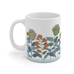 Illustrated Flowers Mug in Aqua