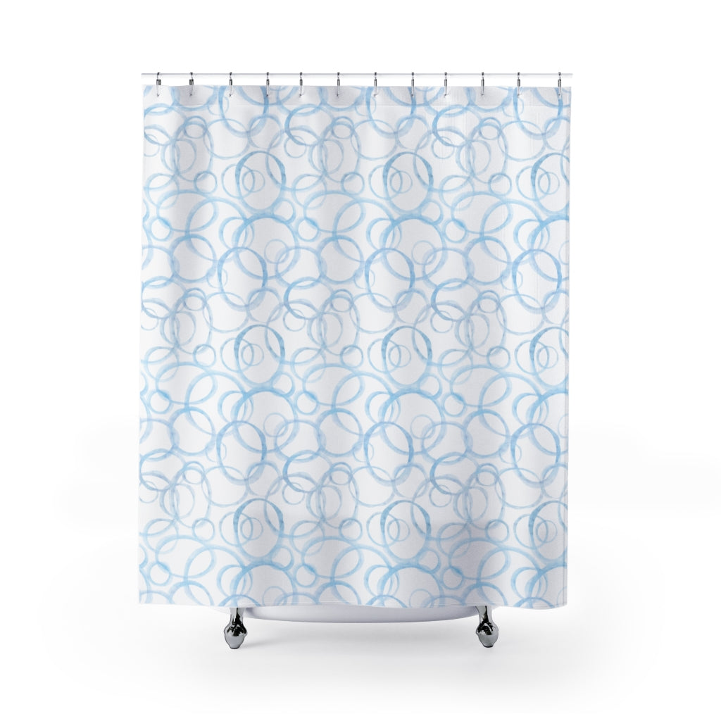 Watercolor Rings Shower Curtain in Light Blue