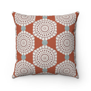 Lace Hexagon Square Throw Pillow in Orange