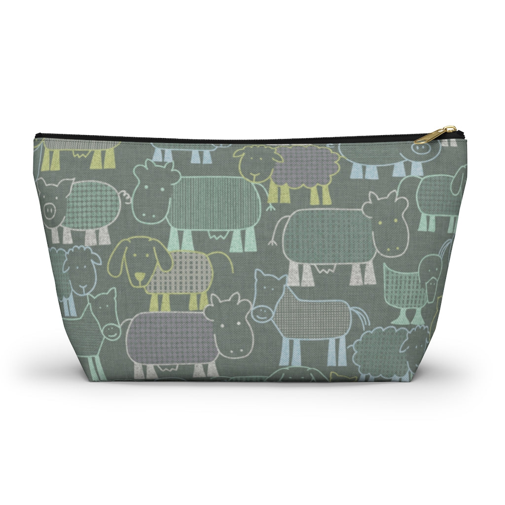 Animal Farm Accessory Pouch w T-bottom in Aqua