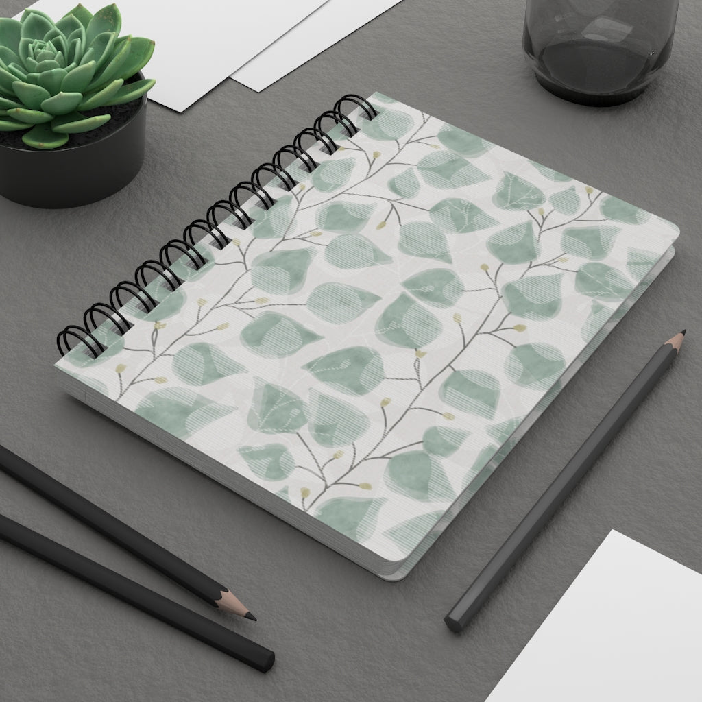 Budding Vine Spiral Bound Journal in Aqua