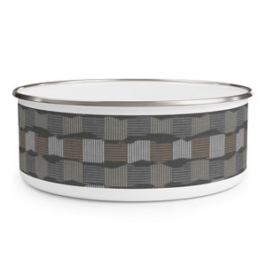 Check Stripe Enamel Bowl in Gray