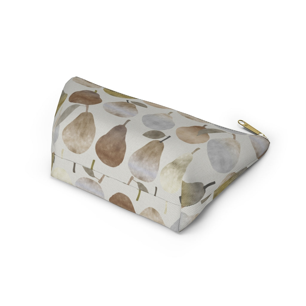 Watercolor Pears Accessory Pouch w T-bottom in Brown
