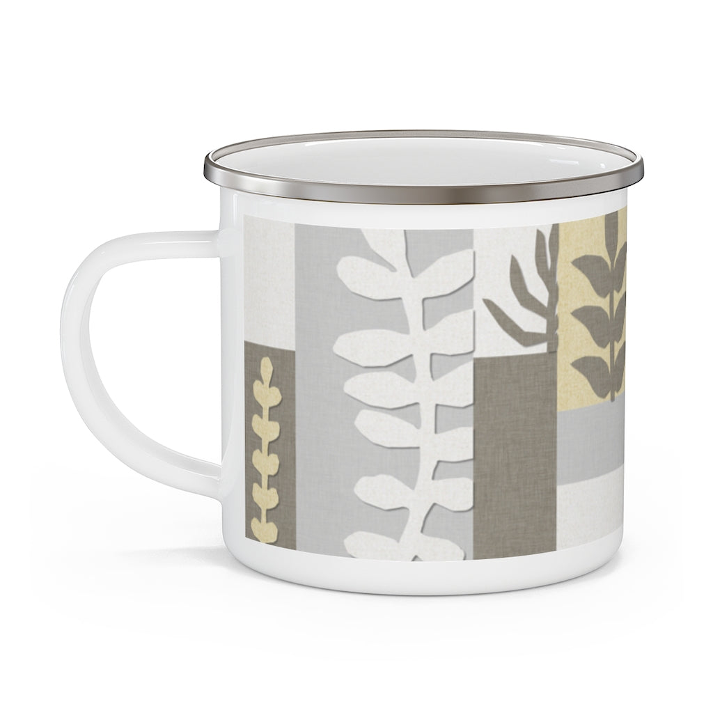 Botanical Paper Enamel Mug in Taupe