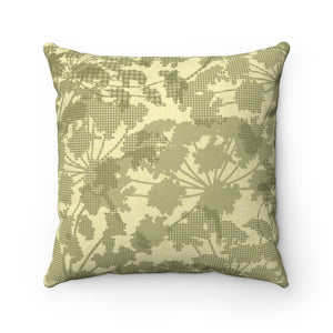 Floral Plaid Square Throw Pillow in Green