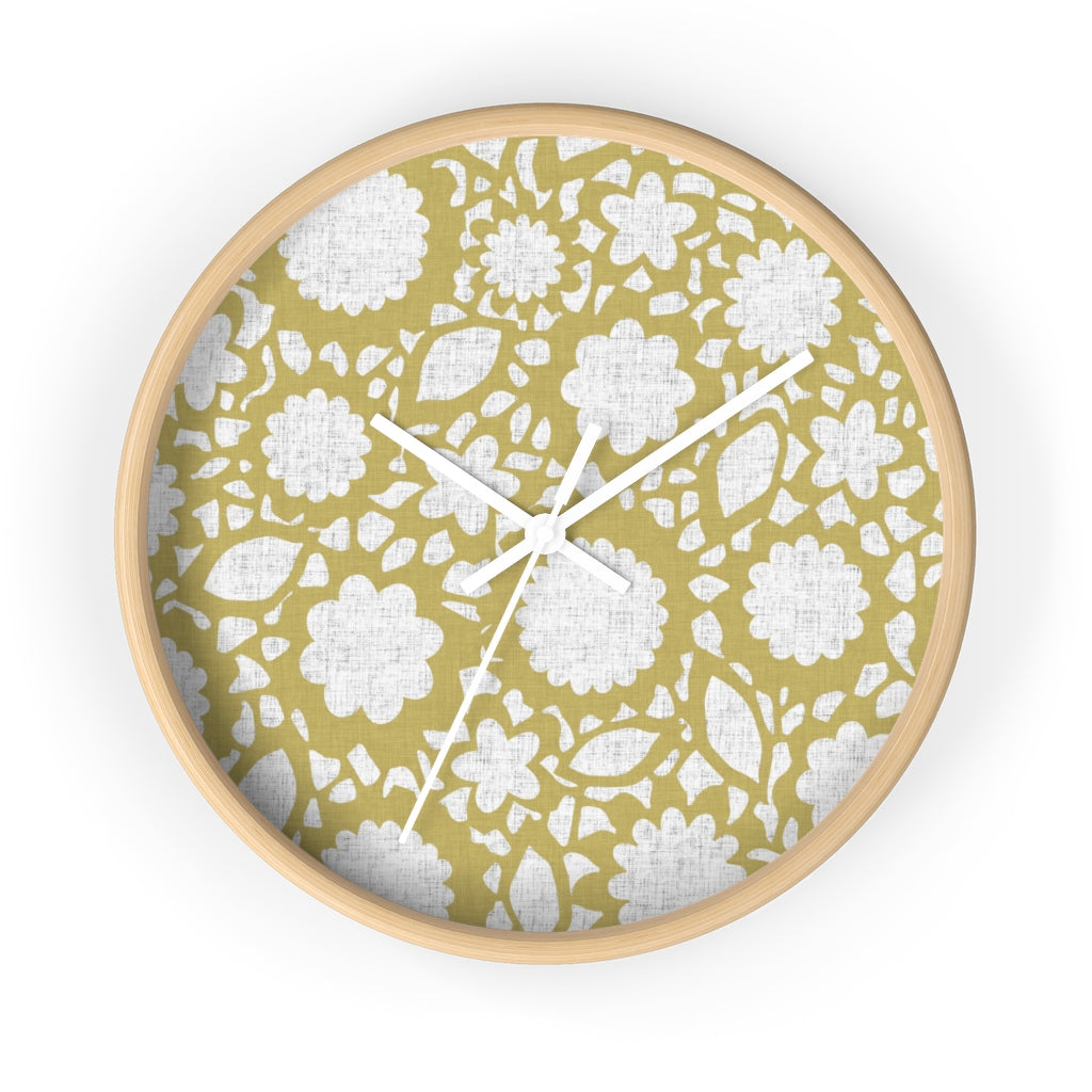 Floral Eyelet Lace Wall Clock in Gold