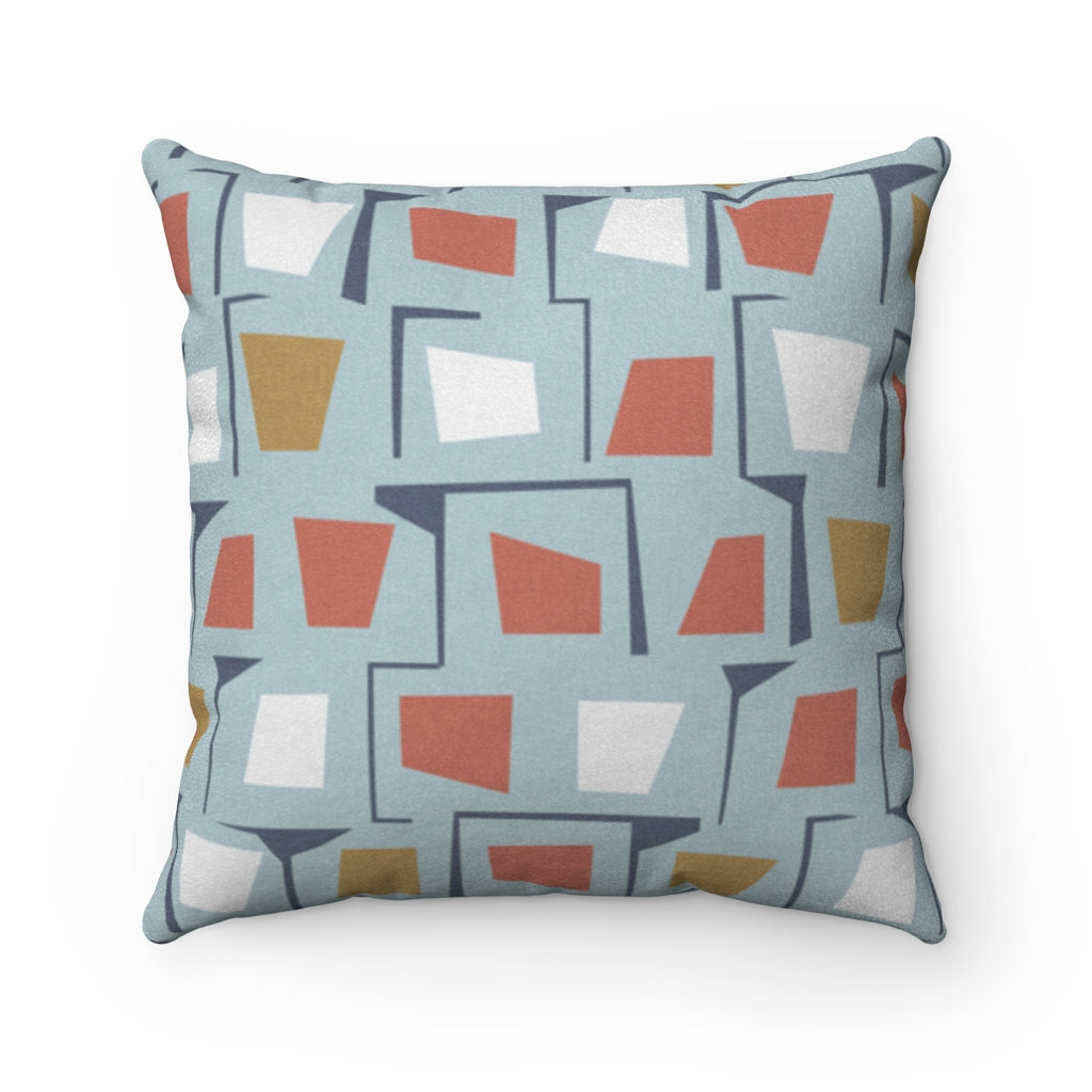 Googie Square Throw Pillow in Blue