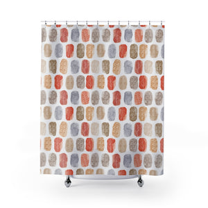 Watercolor Leaf Stamp Shower Curtain in Red