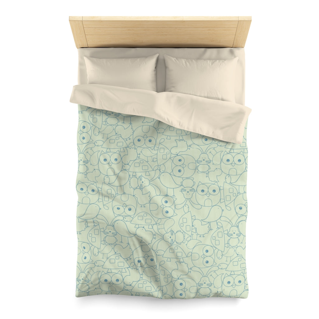 Cute Critters Microfiber Duvet Cover in Green