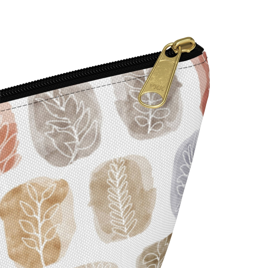 Watercolor Leaf Stamp Accessory Pouch w T-bottom in Red
