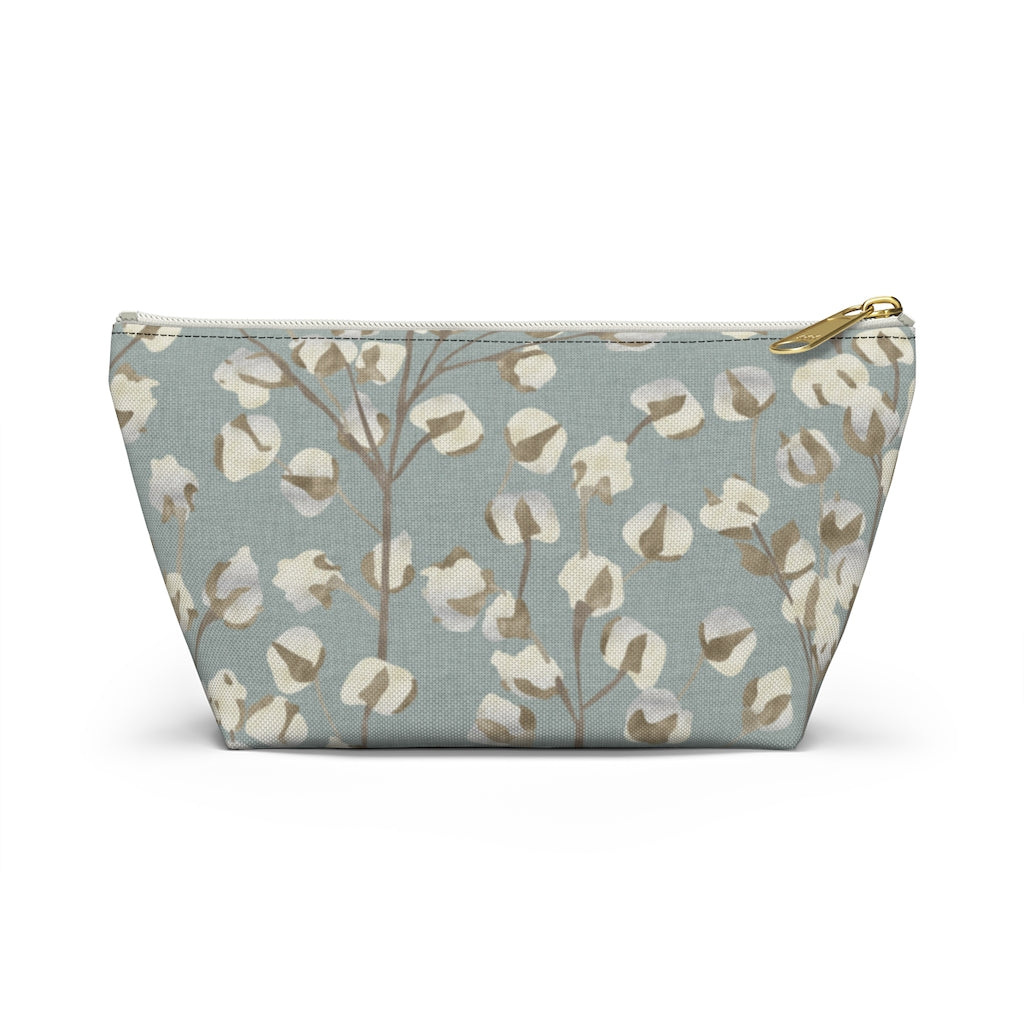 Cotton Branch Accessory Pouch w T-bottom in Aqua