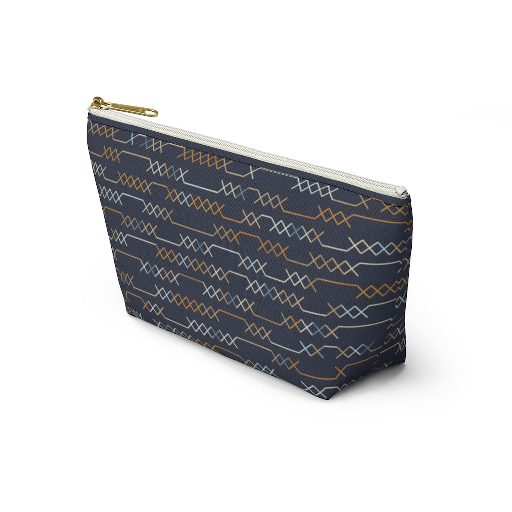 Santa Fe Stitch Accessory Pouch w T-bottom in Navy