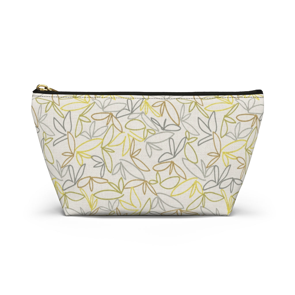 Sketch Leaf Accessory Pouch w T-bottom in Yellow