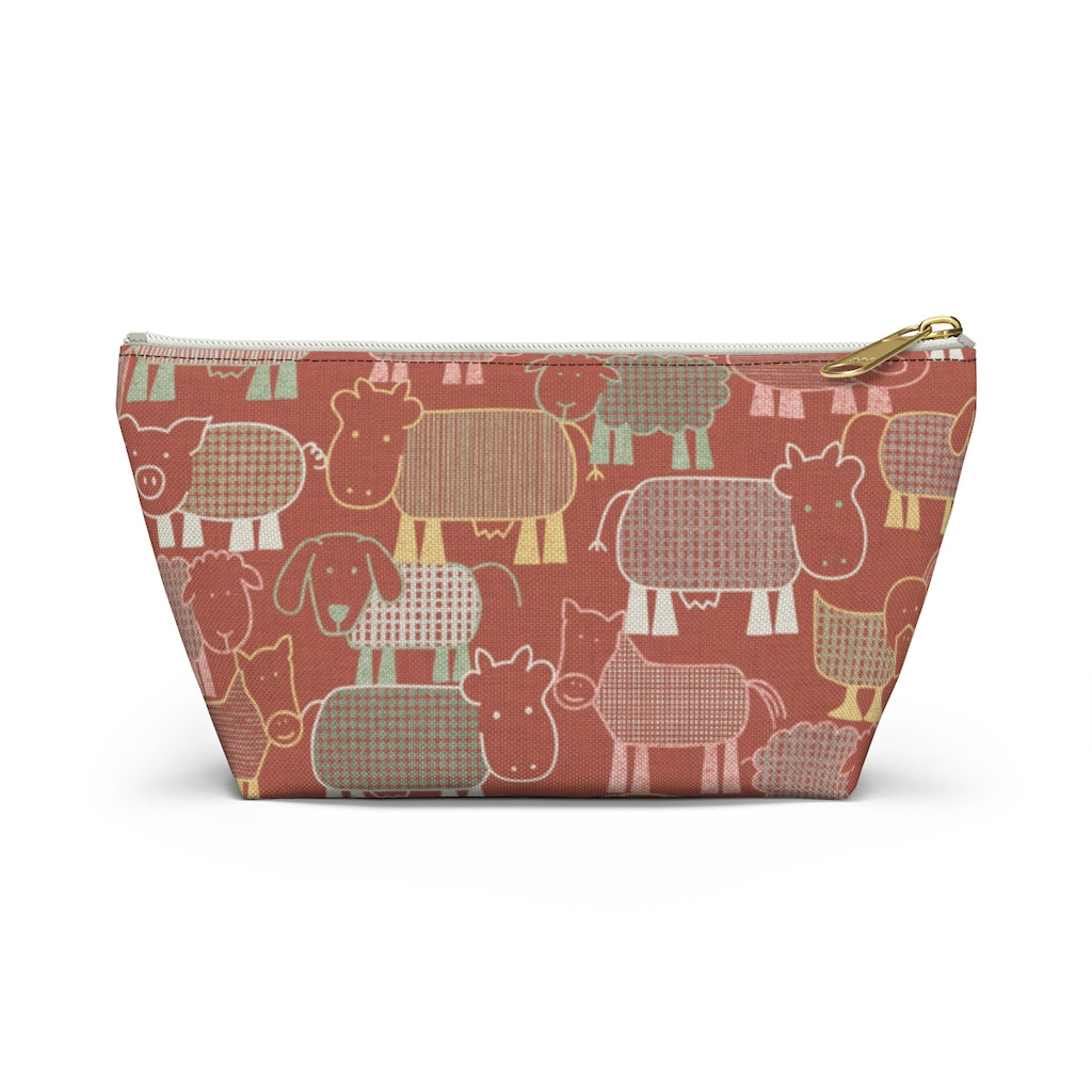 Animal Farm Accessory Pouch w T-bottom in Pink