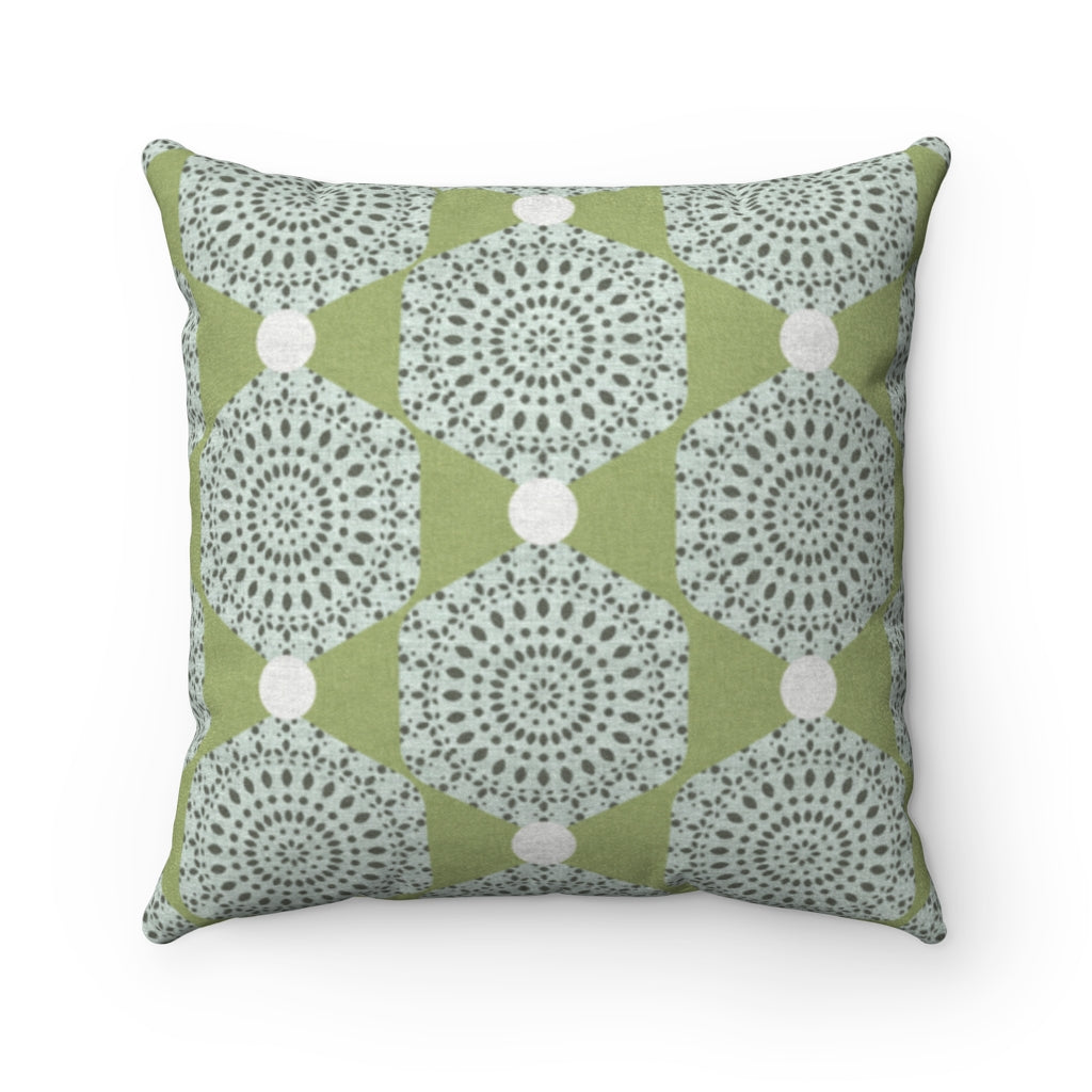 Lace Hexagon Square Throw Pillow in Green