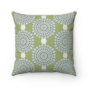 Lace Hexagon Square Throw Pillow in Green