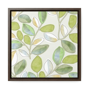 Cherry Plum Leaves Framed Gallery Wrap Canvas in Green