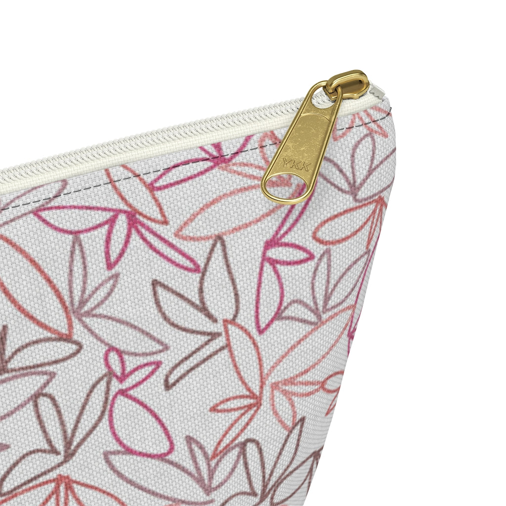 Sketch Leaf Accessory Pouch w T-bottom in Coral