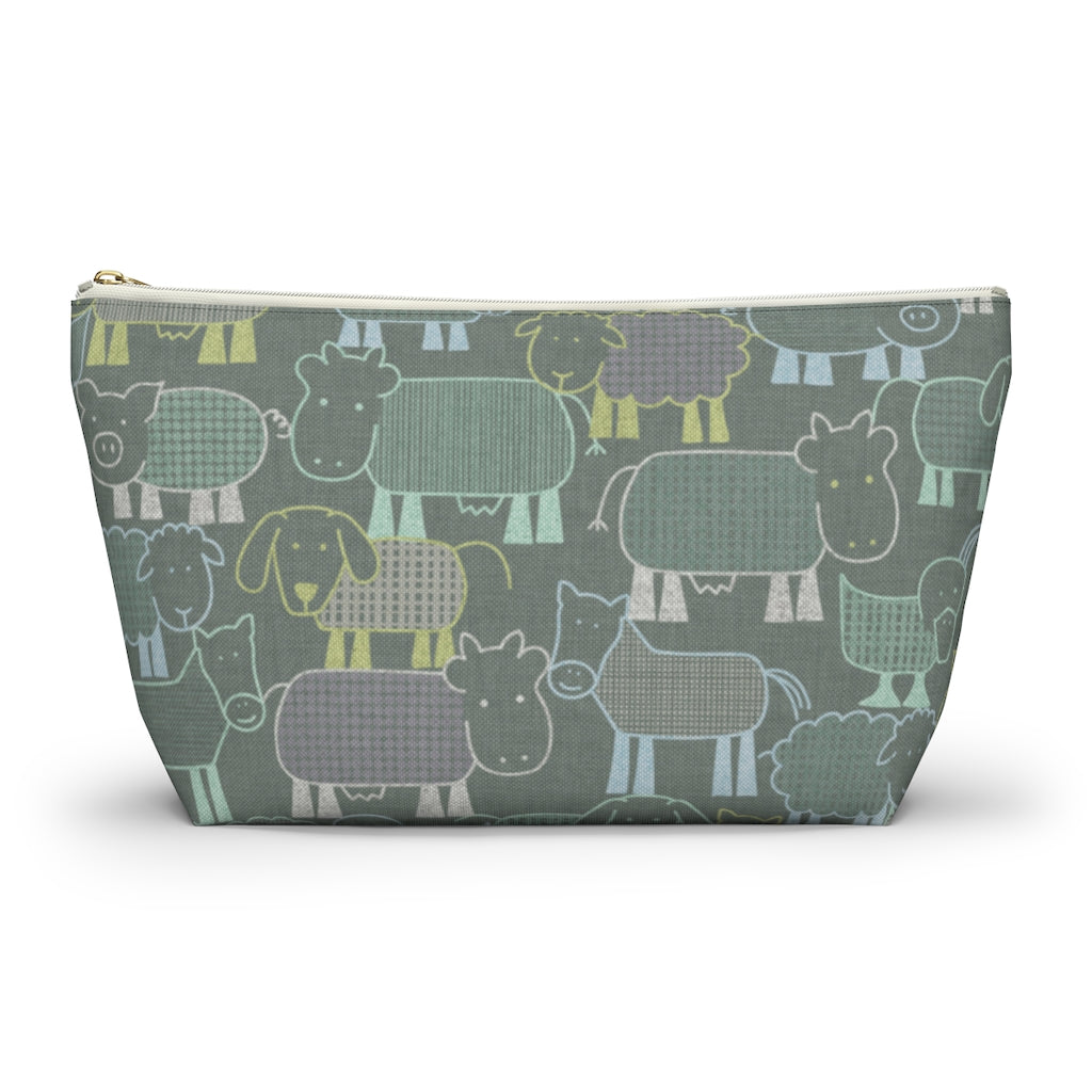 Animal Farm Accessory Pouch w T-bottom in Aqua